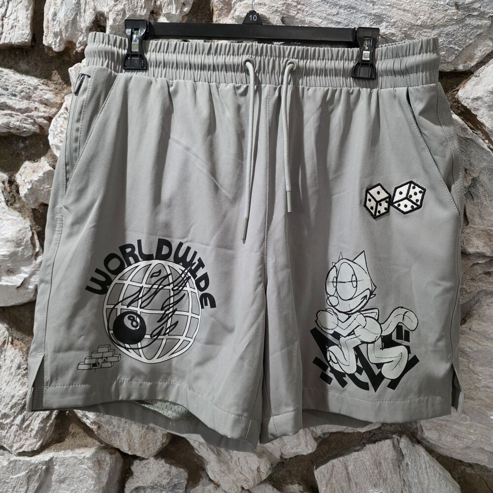 Felix The Cat Shoe Palace Shorts Gray Men's Large New Dice Eight Ball